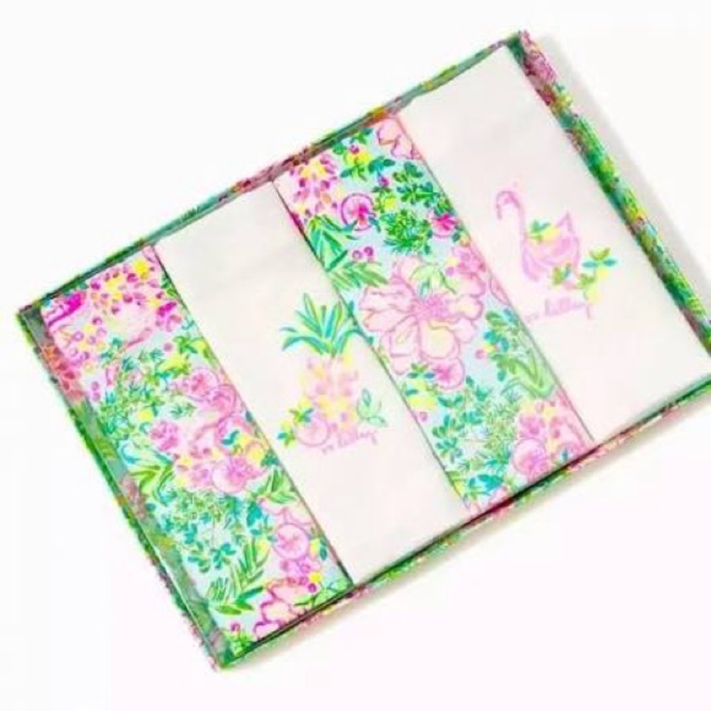 Lilly Pulitzer Fruity Flamingo Floral Cocktail Napkins Set of 8